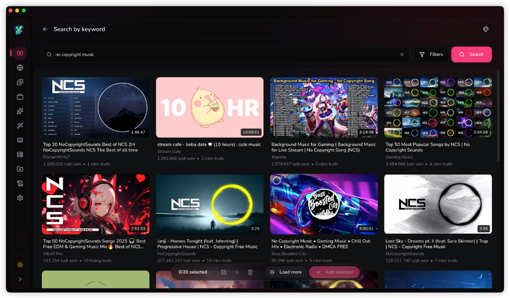 Youwee YouTube search page